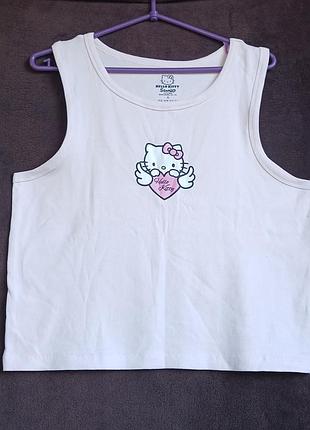Майка розовая в рубчик hello kitty,  xl, eur 46-48