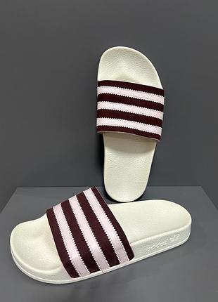 Капці шльопки шлепки шльопанці originals adilette slides sandals – burgundy/white