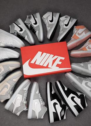 N1ke air jordan 1 mid высокие белые с бежевым и пудрой