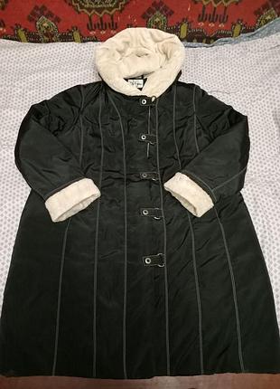 Женское пальто пуховик с искусственным мехом "велсофт", over size, ox y gen,, р. 4xl