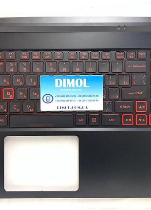 Оригінальна клавіатура для ноутбука acer nitro 5 an515-44, an515-55 series, ru, black, підсвічування, передня чорна панель