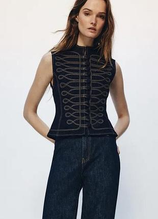 Джинсовый жилет zw collection со строчками