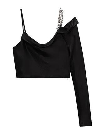 Zara атласний топ з ланцюжком розмір xs-s