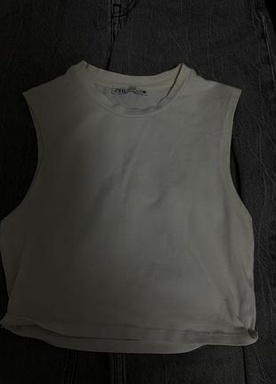 Білий топ майка zara жіночий , розмір xs-s