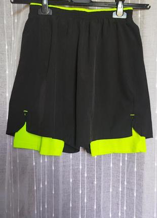 Шорты спортивные черные-салатовые workout s polyester