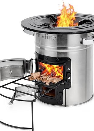 Потужна похідна піч onlyfire rocket stove (неіржавка/чавун)