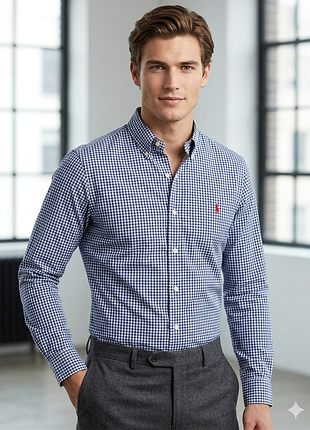 Мужская рубашка polo ralph lauren, брендовая рубашка мужская