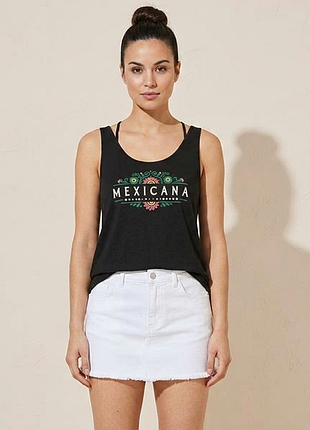 Женская хлопковая майка esmara «mexicana» с открытой спиной, черный, xs,m,l