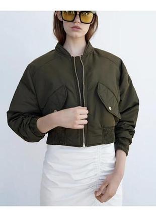 Шикарная куртка бомбер цвета хаки zara made in myanmar, оригинал, молниеносная отправка