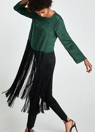 Оригинальная блуза туника с длинной бахромой от zara