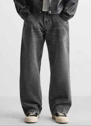 Джинсы zara baggy fit серый 4048/400/822 36