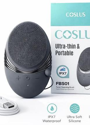 Щетка для очищения лица coslus fbs01 ультразвуковая силиконовая ipx7 водонепроницаемая массажер для лица