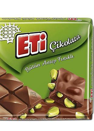 Шоколадні плитки eti з фісташками квадратної форми 60 г бренд: eti