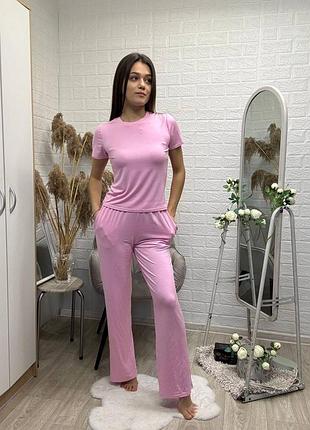 Удобный и стильный костюм футболка и штаны палаццо🥰 ткань очень качественная и приятная к телу