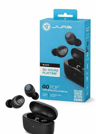 Беспроводные наушники jlab go pop+ tws bluetooth черные с микрофоном 35 часов автономности