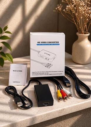 Конвертер rca в hdmi (av to hdmi) full hd 1080p | перехідник тюльпани на hdmi для тв, приставки, ps2, vhs