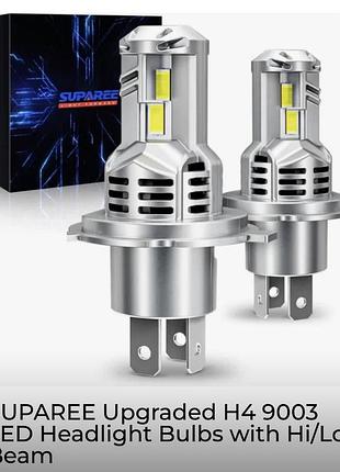 Led лампы для авто suparee h4/h7 светодиодные лампы в фары комплект 2 шт белый свет 6000k с охлаждением