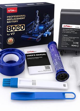 Аккумулятор dyson v7 8000 mah 21.6v li-ion + фильтр, щетки | батарея для пылесоса dyson v7 absolute motorhead animal