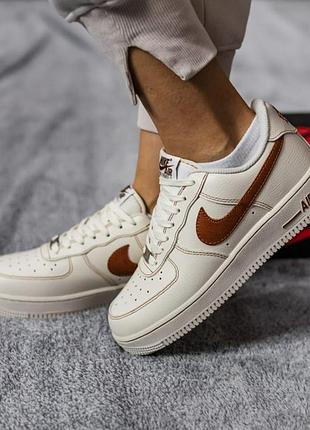 Мужские кроссовки nike air force 1 low white brown / smb+ 🔗