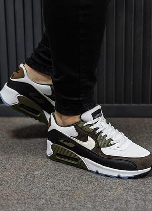 Мужские кроссовки nike air max 90 black / white / green / smb+ 🔗