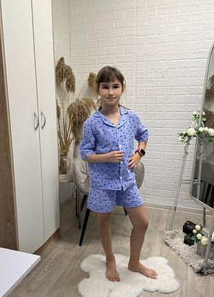 Детская муслиновая пижама рубашка шорты