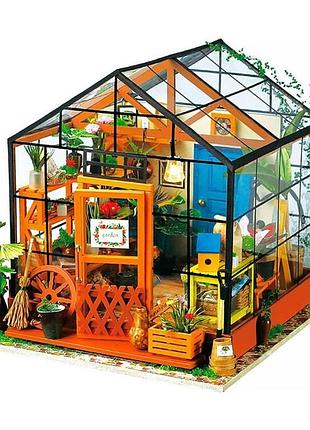 Румбокс cathy’s flower house — мініатюрний будиночок із led-підсвіткою, robotime