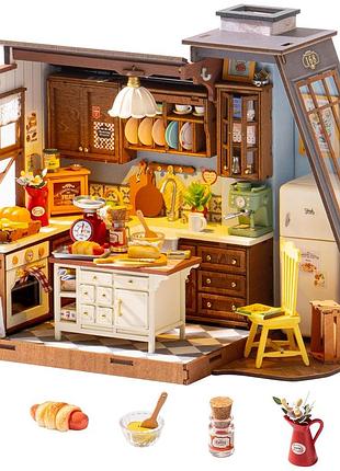 Румбокс baking kitchen — мініатюрний будиночок із led-підсвіткою, robotime