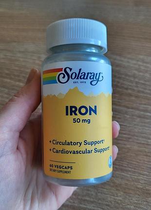 Solaray iron 50 мг. залізо (амінокислотний хелат), бад