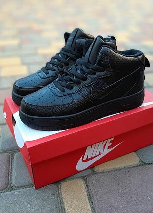 N1ke air force 1 mid lv8 чёрные полностью высокие