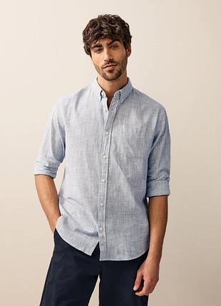 Чоловіча стильна блакитна базова сорочка прямого крою tom tailor fitted