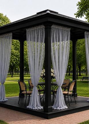 Тюль для альтанки із шифону 2,5 м, сірий