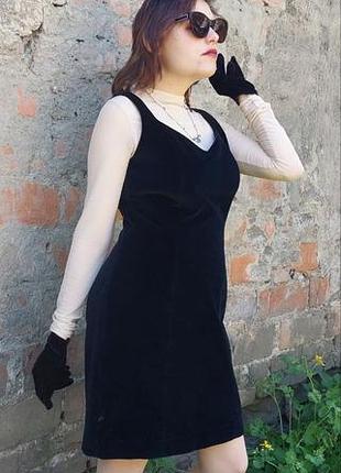 Платье миди в стиле (total bleak) настоящей бархат фирмы (woman collection) в размере l.полная длина89см.