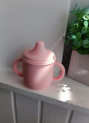 Поильник непроливайка силиконовый с носиком rose quartz