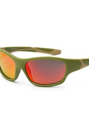 Окуляри дитячі спортивні koolsun sport 6–12 р., хаки, uv400, дзеркальні лінзи