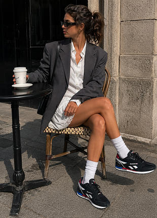 Замшеві кросівки reebok classic чорні ретро street style натуральна замша базові