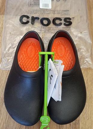 Женские сабо-слипоны crocs on the clock literide work slip-on black noir