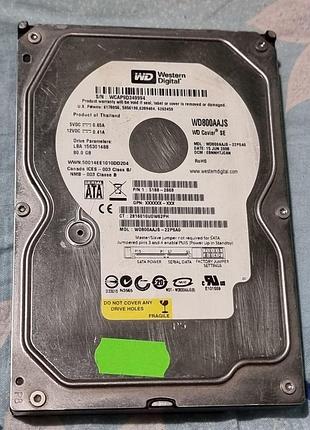 100% hdd 3.5 80 гб wd caviar se 7200 56.4/56.7 жесткий диск wd800aajs-22psa0 western digital