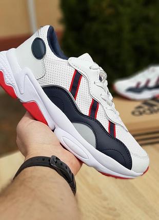 Adidas ozweego белые с синим и красным прескожасетка