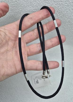 Серебряный шнурок со вставками, 3,5мм толщина, 4 бусины, серебро 925