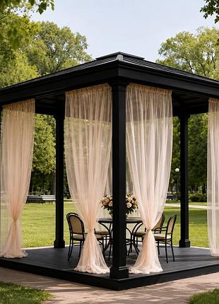 Тюль для беседки, террасы шифон 2,5м. цвет персиковый