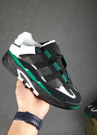 Adidas niteball чёрные с зеленым  замша топ фирм коробки