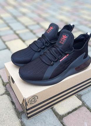 Adidas zx boost чорні з червоним продувний текстиль літо