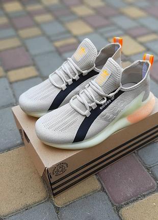 Adidas zx boost світло сірі з помаранчевим продувний текстиль літо