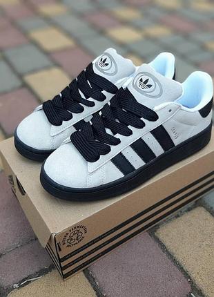Adidas campus сірі з чорним замша топ супер ціна