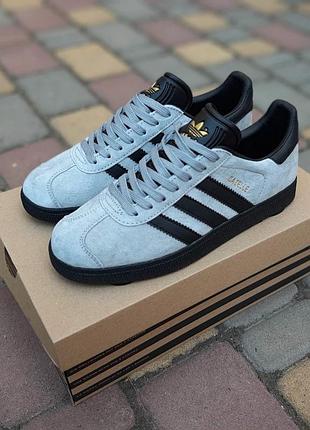 Adidas gazelle сірі на чорній замша топ  акція супер ціна
