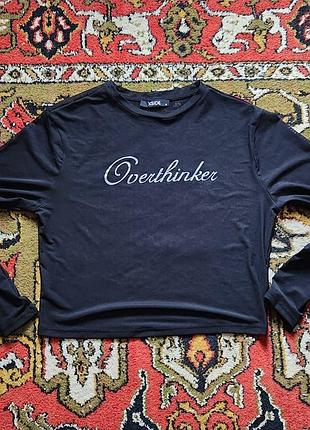 Черный полупрозрачный лонгслив сетка xside «overthinker» (р. m) в идеале