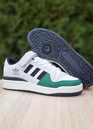 Adidas forum 84 low білі з зеленим шкіразамша топ  супер ціна