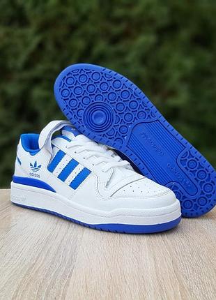 Adidas forum 84 low білі з синім шкіра топ  супер ціна
