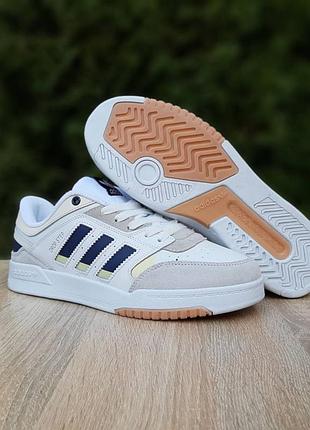 Adidas drop step білі з сірим та синім шкіразамша топ