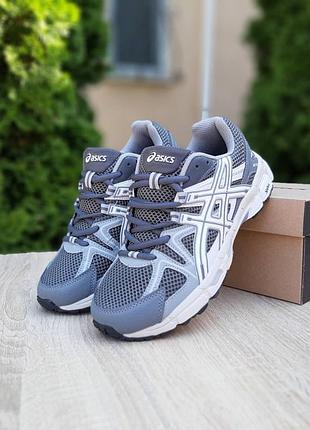 Asics gel kahana 8 сірі з білим комбіновані матеріали топ